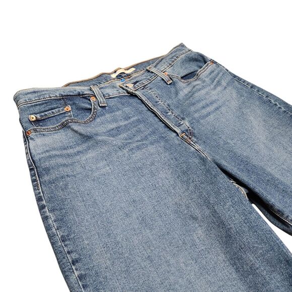 Levi's Wedgie Straight Fit Women's Jeans Raw Hem Blue Denim Cropped High Rise 18 - Picture 5 of 12